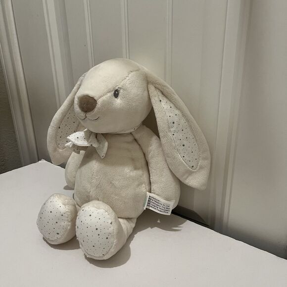 Babyboat Cream Tan Star Polka Dots Floppy Ears Feet Bunny Rabbit 14" Plush Toy - Picture 5 of 9